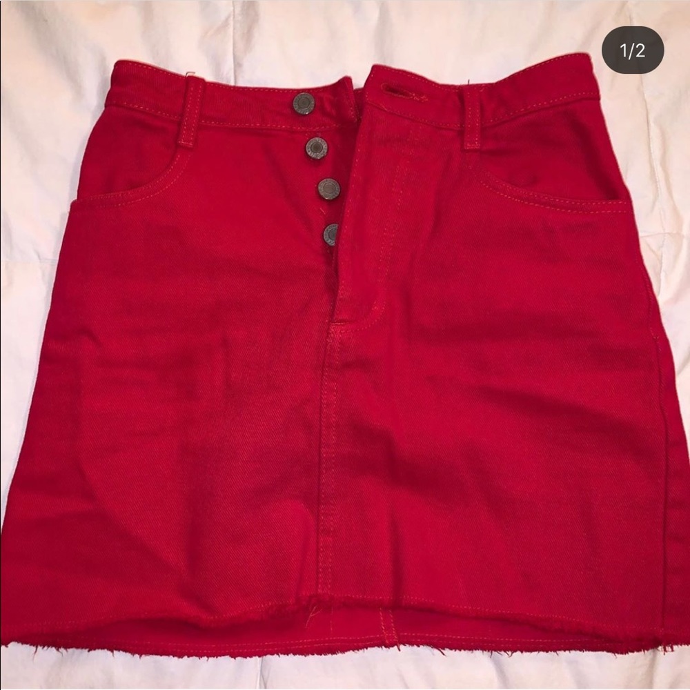 PacSun red jean skirt